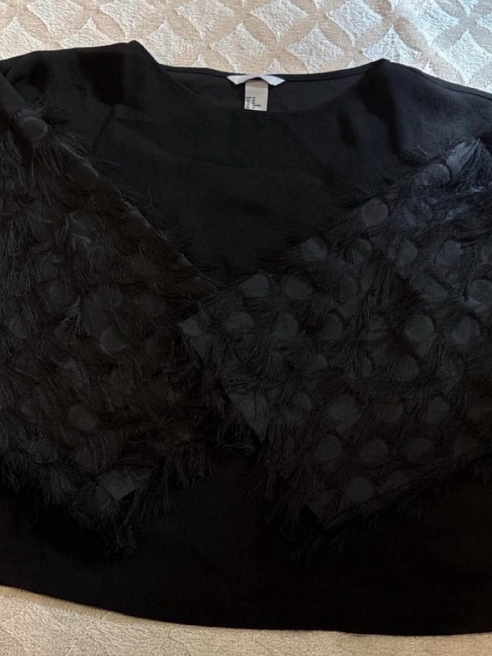 H&M Women Black Textured Fringe Detail Top
